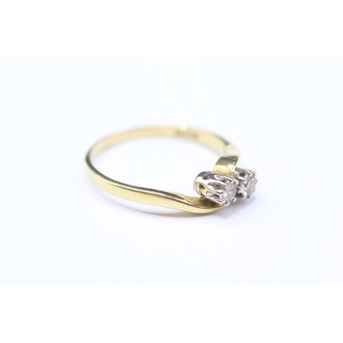 224 - 18ct gold diamond Toi et Moi ring (2.9g) Size Q