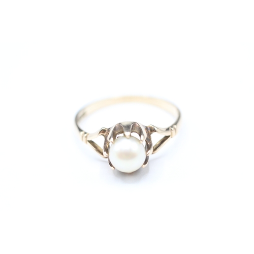 225 - 9ct gold vintage cultured pearl dress ring (2.5g) Size R