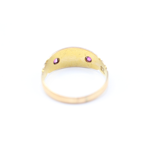 229 - 15ct gold Victorian ruby and seed pearl set ring (2.8g) Size Q