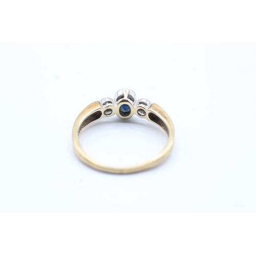 243 - 9ct gold sapphire and diamond ring (2.1g) Size M 1/2