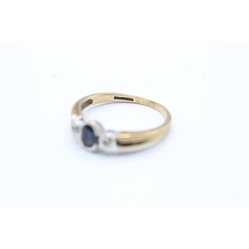 243 - 9ct gold sapphire and diamond ring (2.1g) Size M 1/2