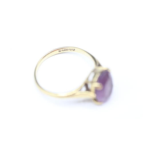 246 - 9ct gold amethyst single stone ring (2.1g) Size N