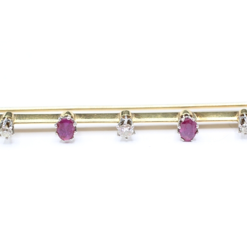 36 - 18ct gold and platinum with ruby and diamond brooch (4.4g)