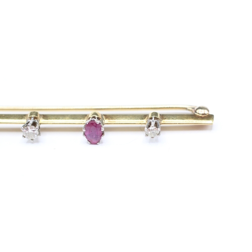 36 - 18ct gold and platinum with ruby and diamond brooch (4.4g)