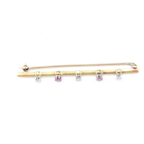 36 - 18ct gold and platinum with ruby and diamond brooch (4.4g)