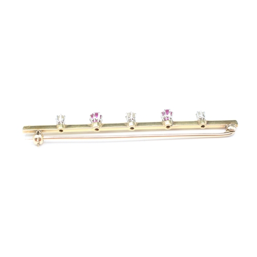 36 - 18ct gold and platinum with ruby and diamond brooch (4.4g)