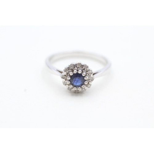 58 - 9ct gold diamond and blue gemstone ring (3.1g) Size Q