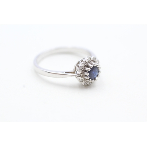 58 - 9ct gold diamond and blue gemstone ring (3.1g) Size Q