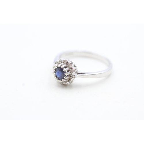 58 - 9ct gold diamond and blue gemstone ring (3.1g) Size Q