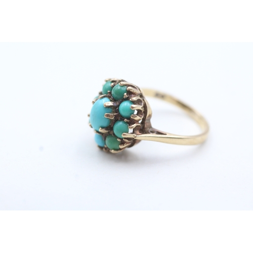 62 - 9ct gold blue/green gemstone set ring (3.8g) Size M