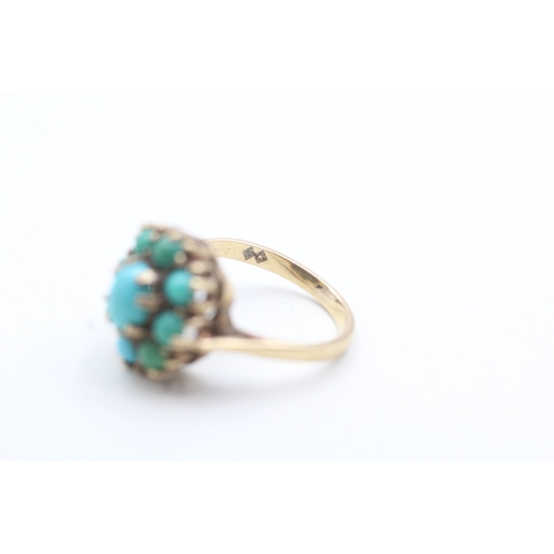 62 - 9ct gold blue/green gemstone set ring (3.8g) Size M