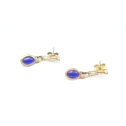 78 - 14ct gold lapis lazuli earrings (1.6g)