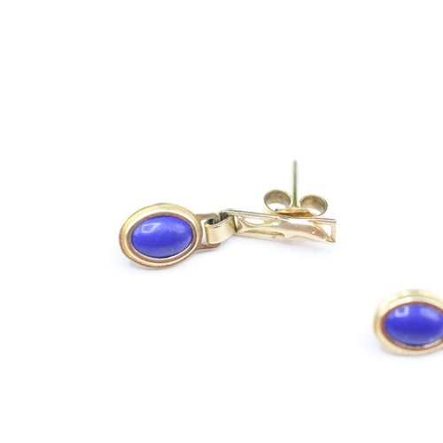 78 - 14ct gold lapis lazuli earrings (1.6g)