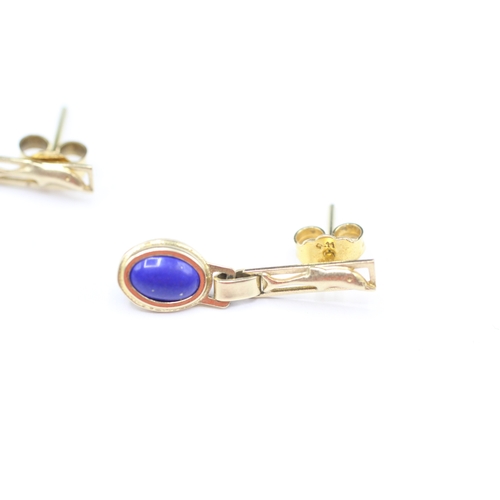 78 - 14ct gold lapis lazuli earrings (1.6g)