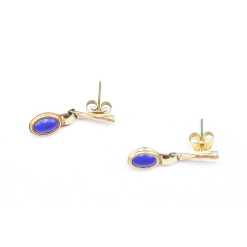 78 - 14ct gold lapis lazuli earrings (1.6g)