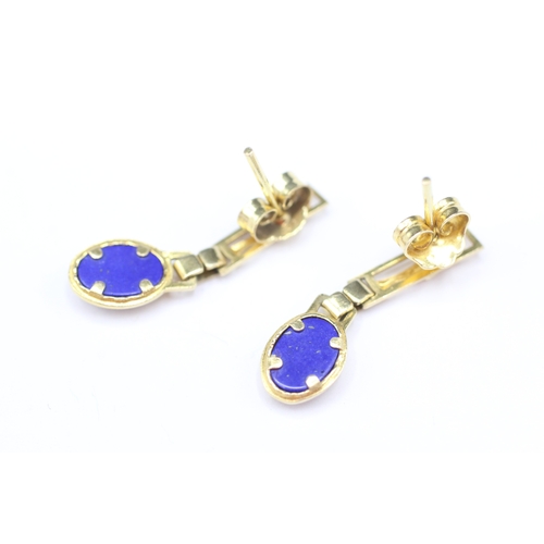 78 - 14ct gold lapis lazuli earrings (1.6g)