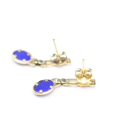 78 - 14ct gold lapis lazuli earrings (1.6g)