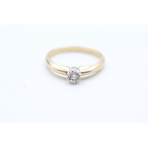 83 - 9ct gold solitaire diamond ring (1.8g) Size N