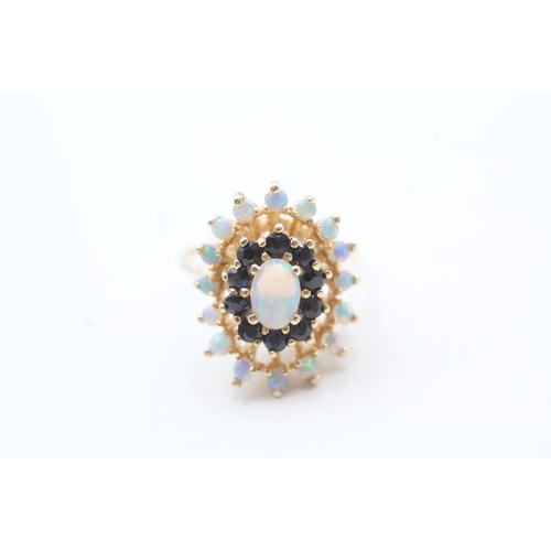 85 - 14ct gold opal & sapphire dress ring (5.2g) Size K 1/2