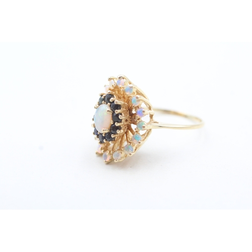 85 - 14ct gold opal & sapphire dress ring (5.2g) Size K 1/2