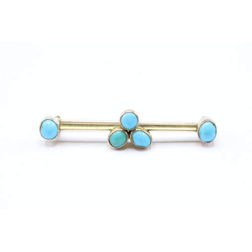 87 - 9ct gold Victorian turquoise set bar brooch (4.8g)