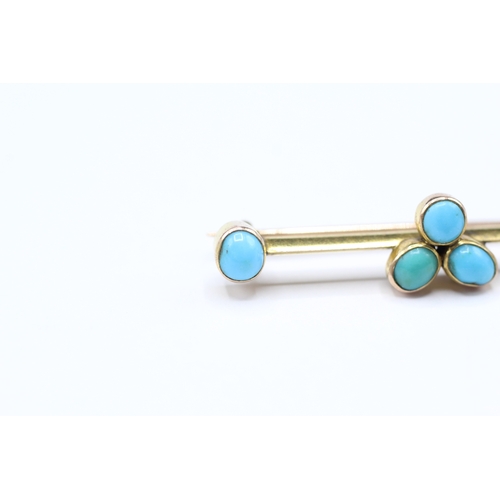 87 - 9ct gold Victorian turquoise set bar brooch (4.8g)