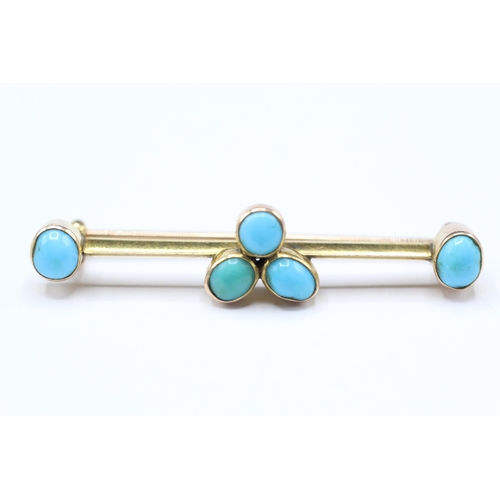 87 - 9ct gold Victorian turquoise set bar brooch (4.8g)