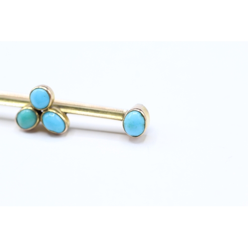 87 - 9ct gold Victorian turquoise set bar brooch (4.8g)