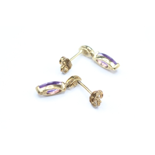 88 - 9ct gold amethyst and diamond stud earring (1.2g)