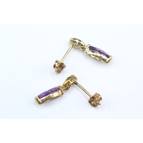 88 - 9ct gold amethyst and diamond stud earring (1.2g)