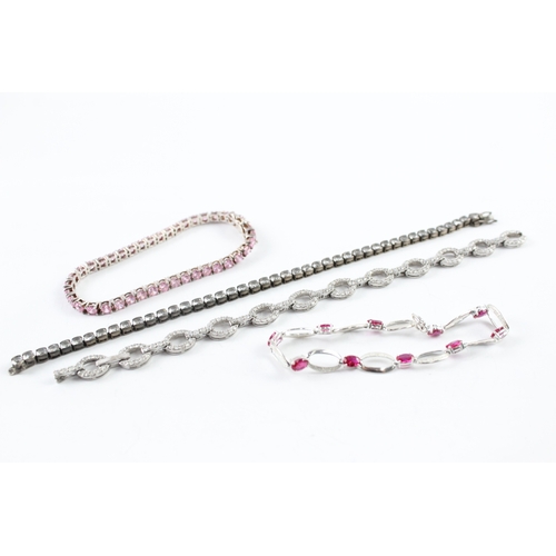 258 - Collection of Sterling Silver Bracelets inc. Tennis, Diamond, CZ x 4 53g