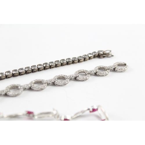 258 - Collection of Sterling Silver Bracelets inc. Tennis, Diamond, CZ x 4 53g