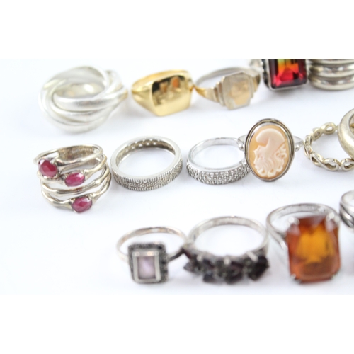 260 - Assortment of Sterling Silver Rings inc. Gemstone, Band, Cut Work 136g