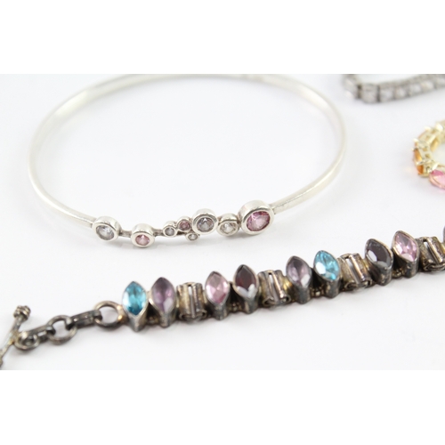 263 - Collection of Sterling Silver Gemstone Bracelets inc. CZ, Topaz, Garnet x 4 53g