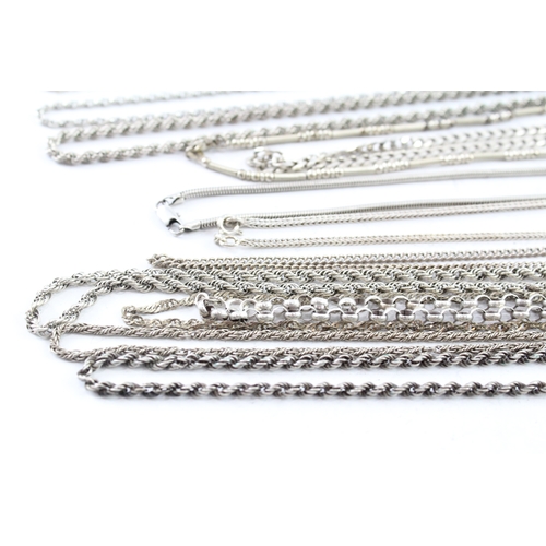 268 - Assortment of Sterling Silver Necklaces inc. Rope, Curb, Foxtail 212g