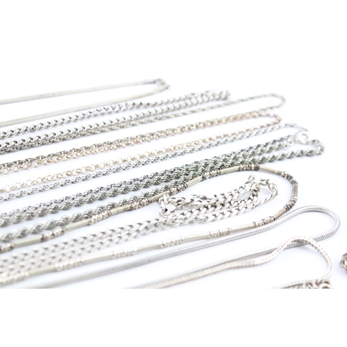 268 - Assortment of Sterling Silver Necklaces inc. Rope, Curb, Foxtail 212g