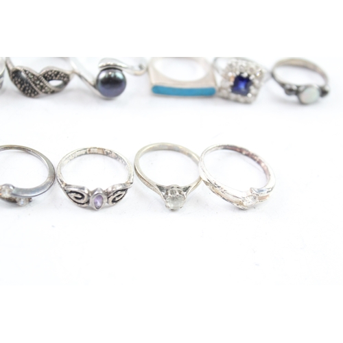 269 - Assortment of Sterling Silver Rings inc. Gemstone, Simulated Pearl 104g