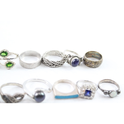 269 - Assortment of Sterling Silver Rings inc. Gemstone, Simulated Pearl 104g