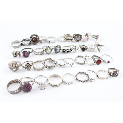 272 - Assortment of Sterling Silver Rings inc. Gemstone, Marcasite, Cut Work 149g