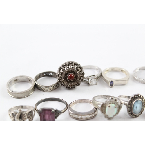 272 - Assortment of Sterling Silver Rings inc. Gemstone, Marcasite, Cut Work 149g