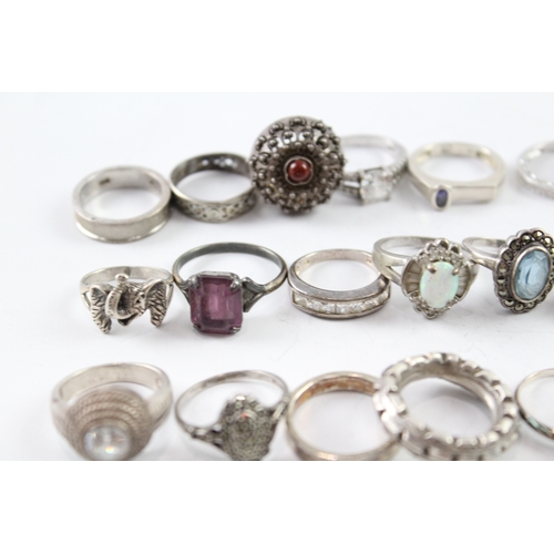 272 - Assortment of Sterling Silver Rings inc. Gemstone, Marcasite, Cut Work 149g