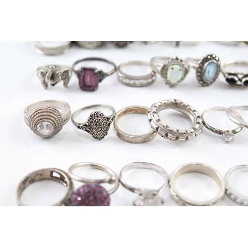 272 - Assortment of Sterling Silver Rings inc. Gemstone, Marcasite, Cut Work 149g