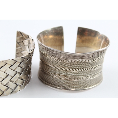 273 - Collection of Sterling Silver Bangles inc. Woven, Cuff, Wide x 2 128g