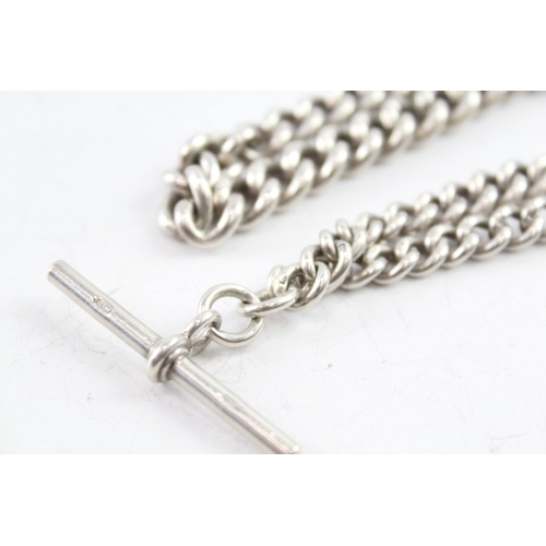 274 - Sterling Silver Graduated Curb Link Watch Chain 52g