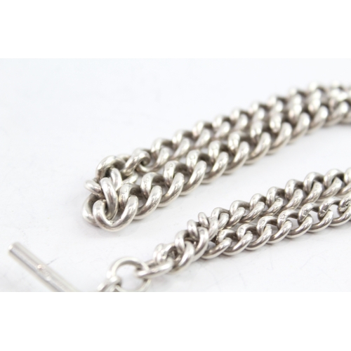 274 - Sterling Silver Graduated Curb Link Watch Chain 52g