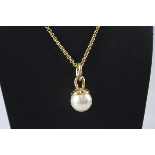 301 - Givenchy Gold Tone Necklace w/ Simulated Pearl Pendant 59g