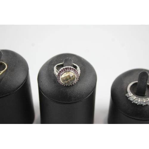 302 - Collection of Sterling Silver Gemstone Rings inc. Sapphire, Opal, Garnet x 8 45g