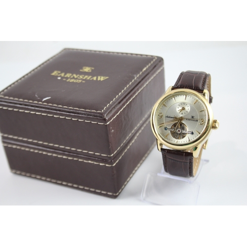 425 - Men's Earnshaw Dual Time Gold Tone Watch Automatic WATCH RUNS