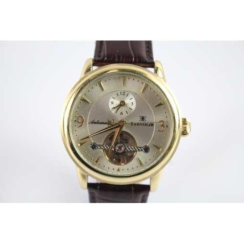 425 - Men's Earnshaw Dual Time Gold Tone Watch Automatic WATCH RUNS