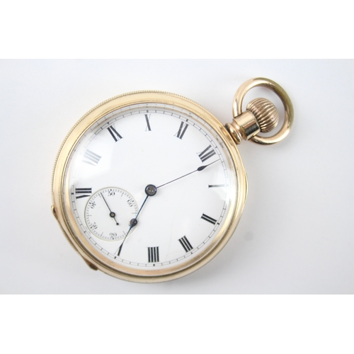 435 - Vintage Waltham Open Face Rolled Gold Pocket Watch Hand-Wind WATCH RUNS